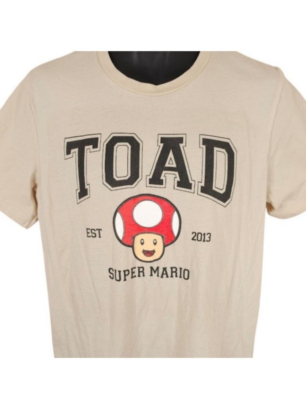 Super Mario Bros T Shirt Mens Size Medium Cream Toad Nintendo Video Game